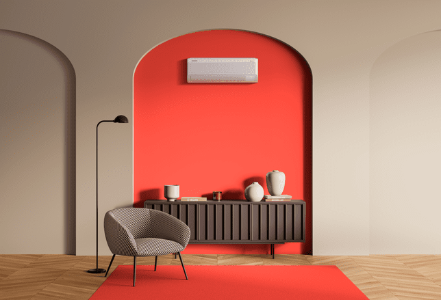 Beige living room interior with chair and commode with art books on parquet floor. Minimalist relaxing room with decoration. Mockup copy space photo frame, 3D rendering; Shutterstock ID 2052577967; Projectnummer: 23091880; job:  Samsung_Climate_Solutions_Photography_Pitch; client: Lukkien; other: 